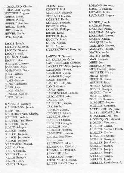 Liste 3  de 1920 &agrave; 1950 (HOCQUARD &agrave;  MULLER)